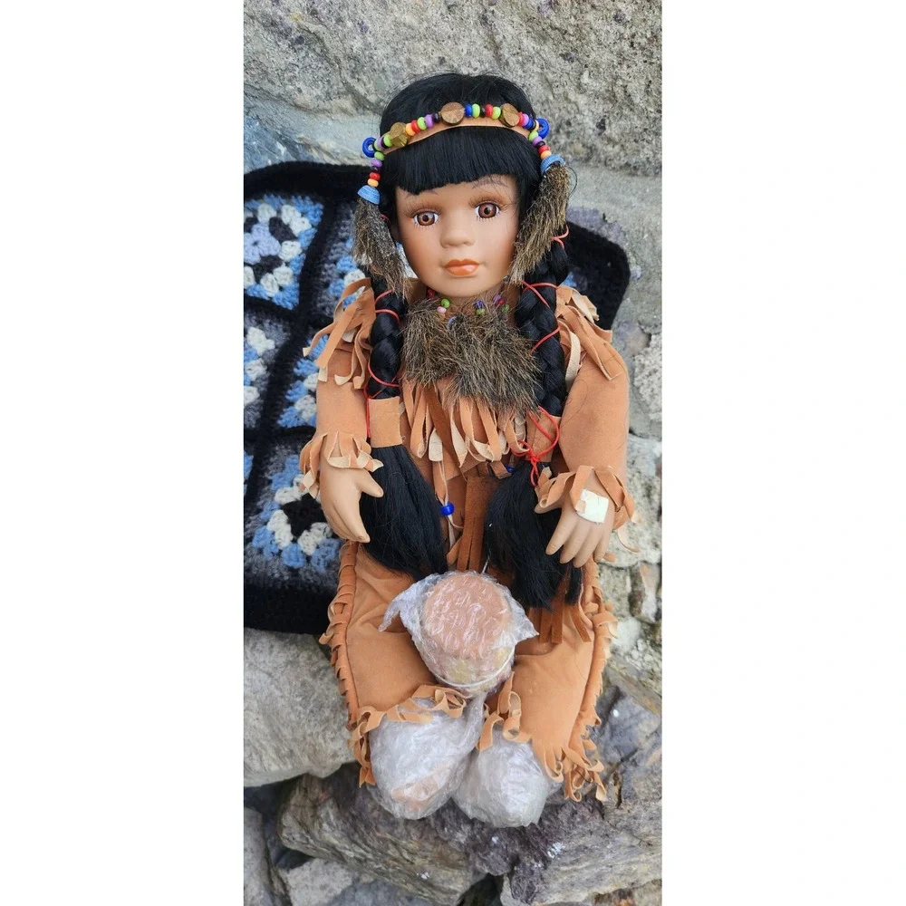 Vintage Native American Style Porcelain Doll 11
